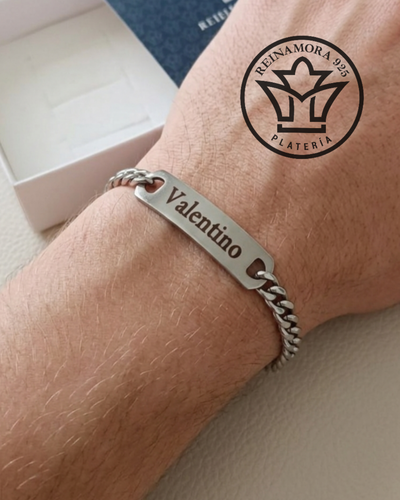 Pulsera Acero Quirurgico ID Rectangular 38x10mm + Grabado
