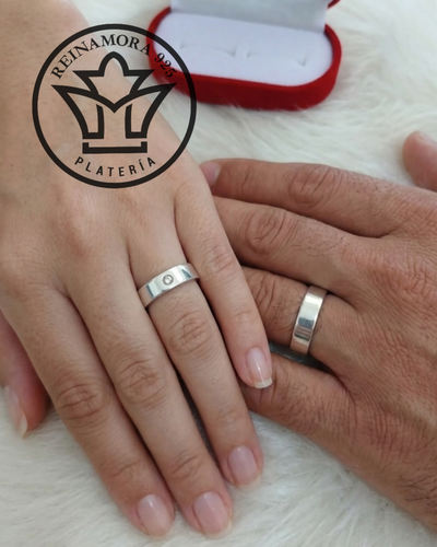 Alianzas Plata 925 Cinta 5mm Lisa CZ