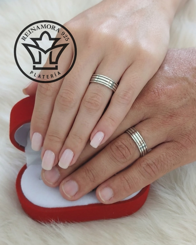 Alianzas Plata 925 Cinta 5mm 3 Líneas 
