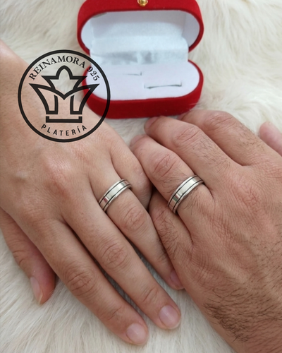 Alianzas Plata 925 Cinta 5mm 2 Líneas 