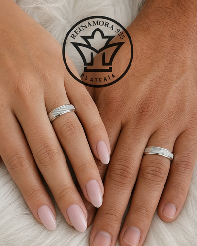 Alianzas Plata 925 Cinta 5mm Giratorias Lineas