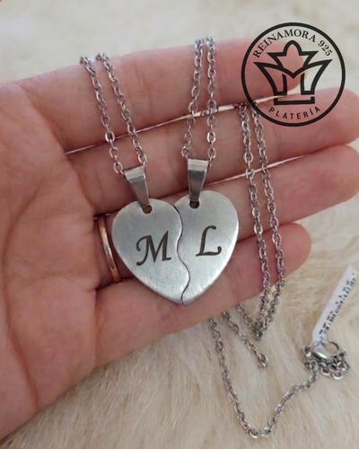 Dije Acero Quirúrgico para Compartir + 2 Cadenas + Grabados