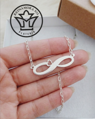 Dije Plata 925 Personalizado Infinito + Cadena 