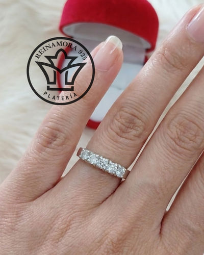 Anillo Plata 925 Cz Cintillo 5p 3,5gr 