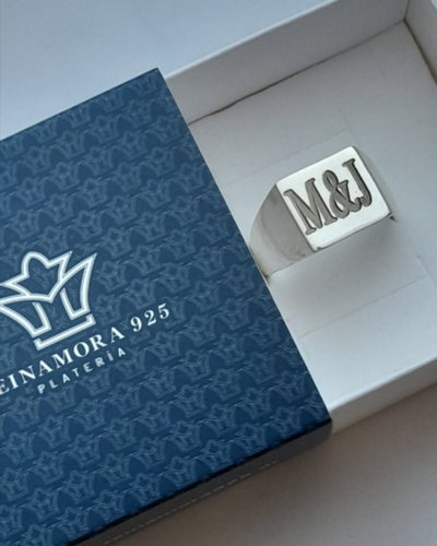 Anillo Sello Plata 925 + Grabado Iniciales