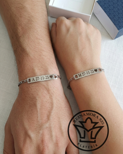 Pulsera Acero Quirúrgico Identificatoria 40X7mm + Grabado Nombre y Logo