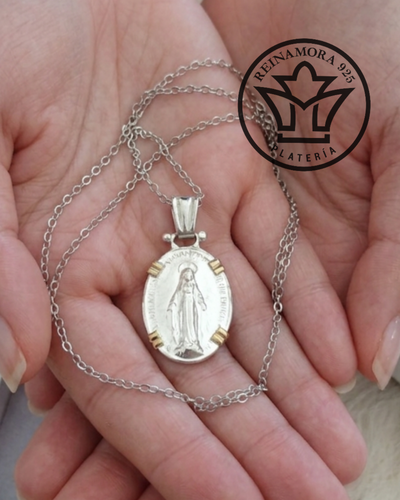 Dije Plata 925 Oro Virgen Milagrosa 4.5grs
