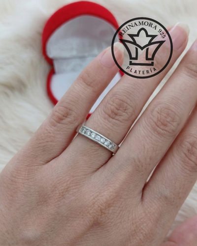 Anillo Plata 925 Medio Sin Fin Cz Valentina