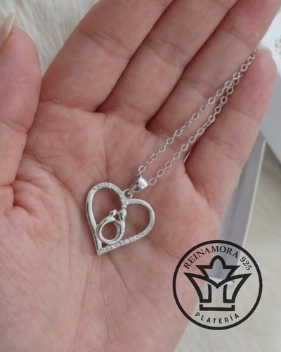 Dije Plata 925 Rodinado Oro Blanco Mamá