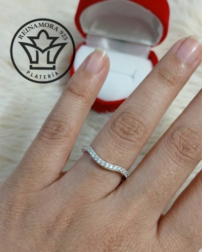 Anillo Plata 925 Cz Cintillo Onda 2.5mm 2gr 