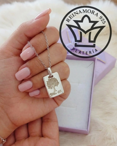 Medalla Plata 925 Rectangular 20x15mm + Grabado Quince