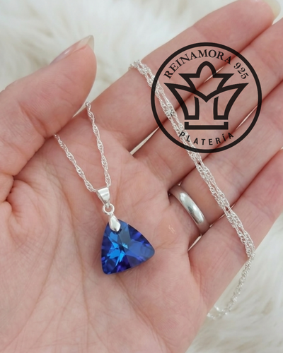 Dije Plata 925 Swarovski Triangulo 13mm