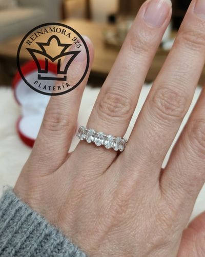 Anillo Plata 925  Cz Cintillo Oval 2.8gr  