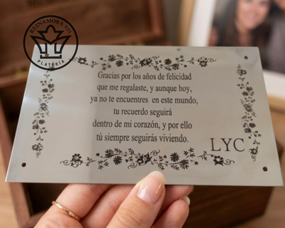 Placa Acero Inoxidable 10x15cm + Grabado Texto