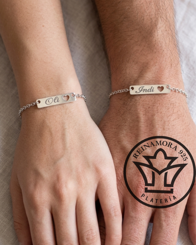 Pulsera Acero Quirúrgico identificatoria Chapita Corazón + Grabado