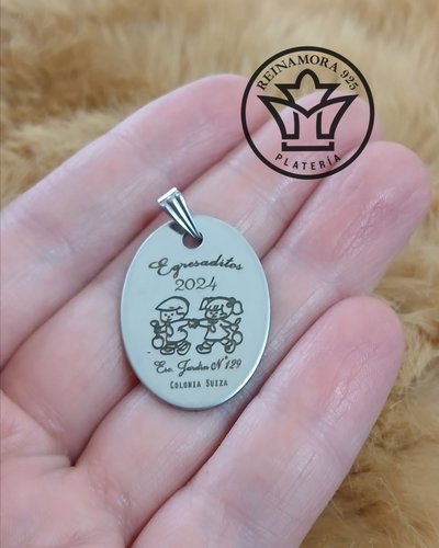 Medalla Acero Quirúrgico Colegio Ovaladas 30x20mm