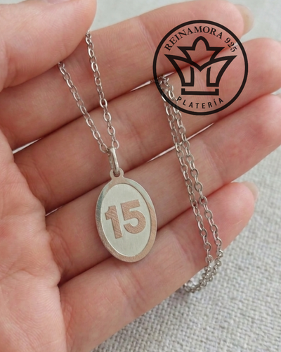 Dije Plata 925 Ovalada Quince 16mm