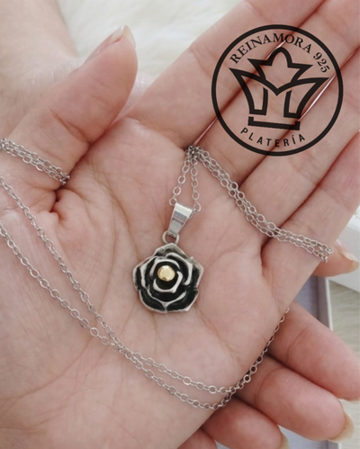 Dije Plata 925 y Oro Rosa 23mm 4.5grs