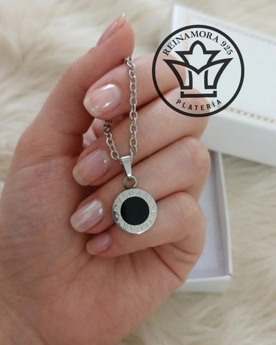 Dije Acero Quirúrgico Bulgari VII Negro 12mm