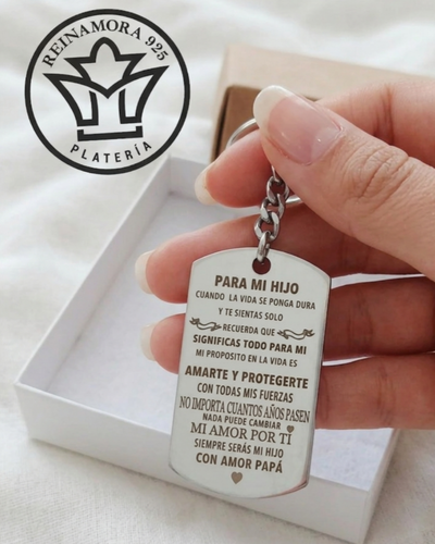 Llavero Acero Quirúrgico Rectangular 43x24mm+ Grabado Frase 