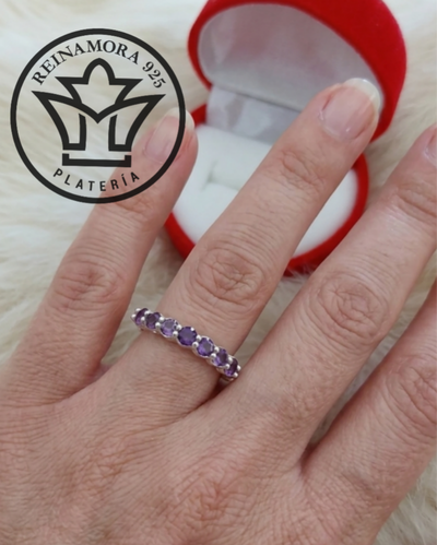 Anillo Plata 925 Cz Cintillo 8p 3mm 2.5gr (Violeta)