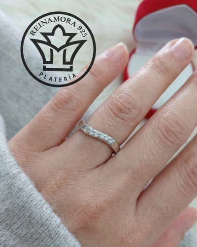 Anillo Plata 925 Cz Cintillo 5p Ola 2,5gr