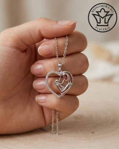 Dije Plata 925 Rodinado Oro Blanco Familia