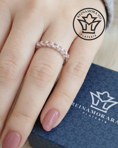 Anillo Plata 925 Cz Cintillo 8p 3mm 2.5gr (Rosa Francia)
