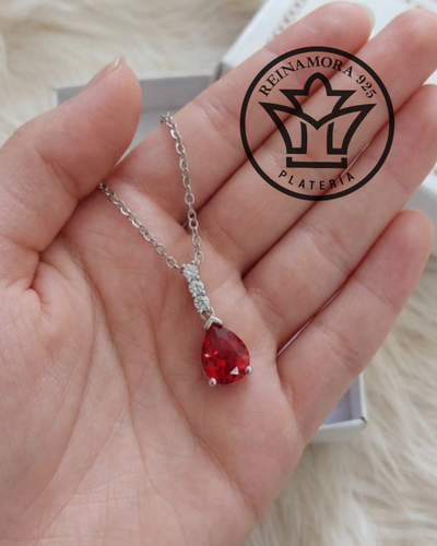 Dije Plata 925 Rodinado Oro Cz fucsia 19mm