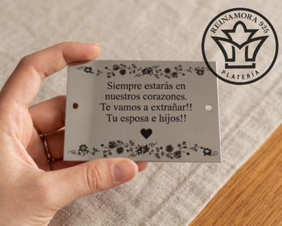 Placa Acero Inoxidable 6x10cm + Grabado Texto 