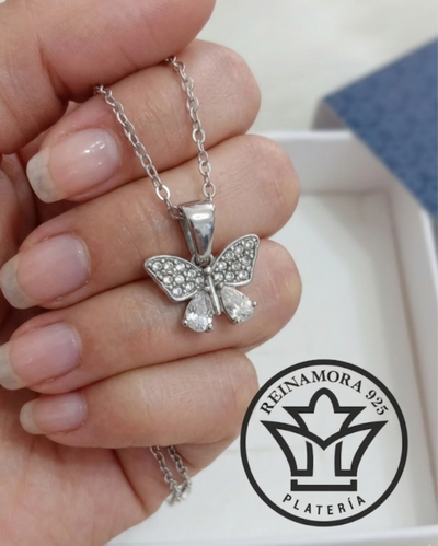 Dije Mariposa Cz Acero Quirúrgico & Cadena