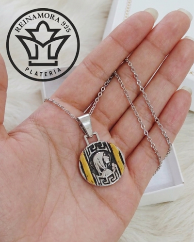 Dije Acero Quirúrgico Combinado Virgen Niña 22mm