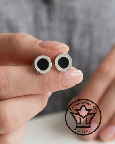 Aros Acero Quirúrgico Pasante Bulgari Negro 10mm