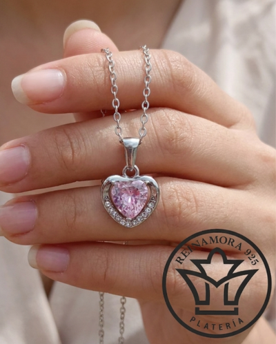 Dije Corazón Cz Acero Quirúrgico & Cadena 