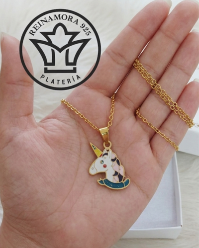 Dije Acero Quirúrgico Dorado Unicornio