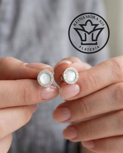 Aros Acero Quirúrgico Pasante Bulgari Nacar 10mm