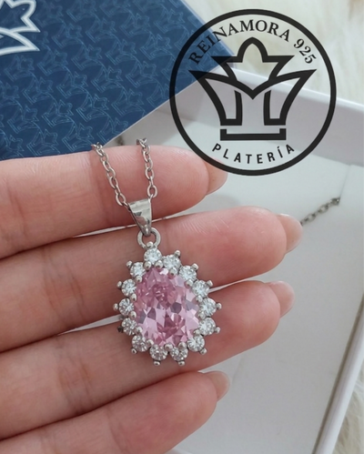 Dije Plata 925 Rodinado Oro Blanco Bl-Rosa 22mm  3.7gr