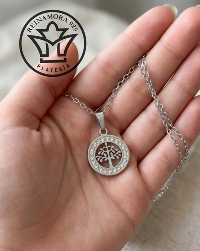 Dije Arbol Multistrass Acero Quirúrgico & Cadena