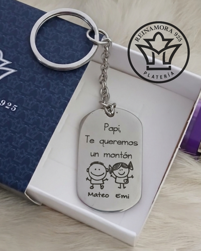 Llavero Acero Quirúrgico Rectangular + Grabado Logo Ambos Lados