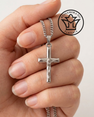 Dije Acero Quirúrgico Cruz Relieve Cristo 21mm