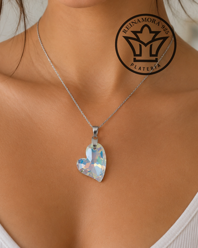 Dije Acero Quirúrgico Cristal Corazón Sw 30mm