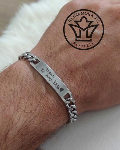 Pulsera Acero Quirúrgico Identificatoria 40X8mm + Grabado Letra de tus Hijos 