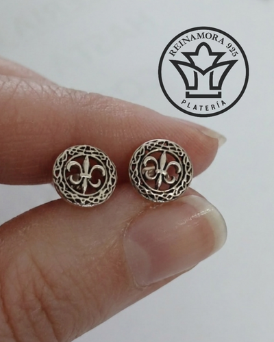 Aros Plata 925 Pasante Flor de Liz 8mm 1grs