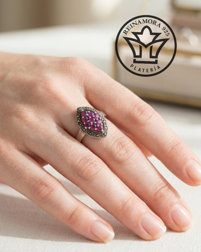 Anillo Plata 925 Raíz de Rubí 5grs