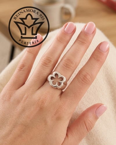 Anillo Plata 925 Flor Calada 6.5gr