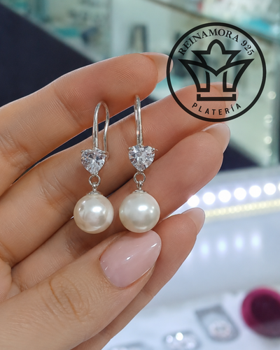 Aros Plata Colgantes Cz Perla 