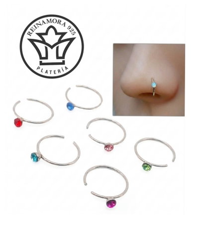 Piercing Acero Quirúrgico Argolla p/Nariz c/Strass