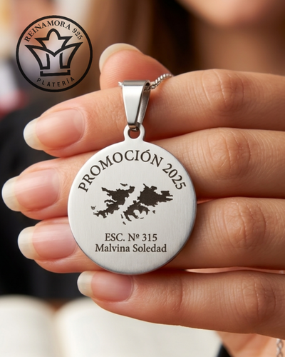 Medalla Acero Quirúrgico Colegio Redonda 25mm