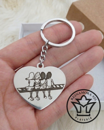 Llavero Acero Quirúrgico Corazón 35x33mm + Grabado Amistad
