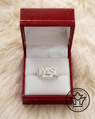 Anillo Plata 925 Sello Inicial Calada